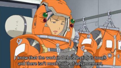 Planetes anime debris section crew in spacesuits