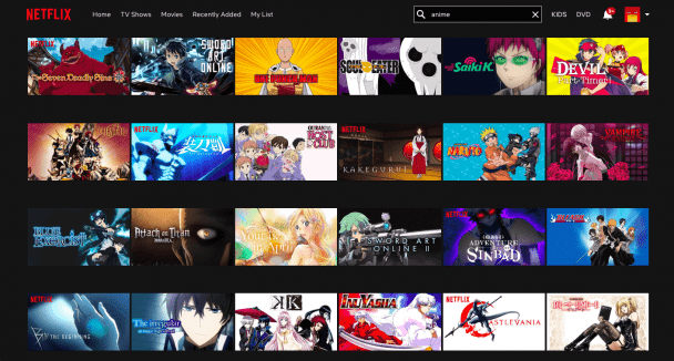 all anime shows on netflix