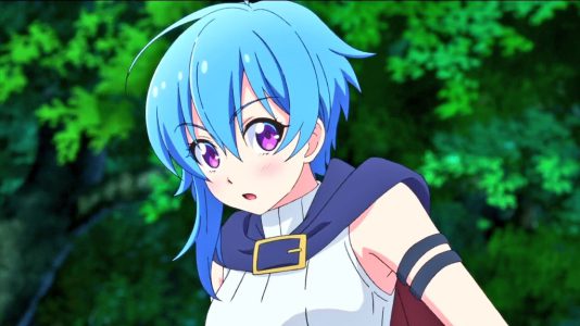 female anime character with blue hair