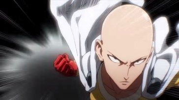 Saitama in a fight scene from One Punch Man