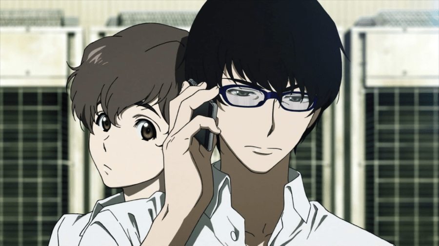 Terror in Resonance anime key visual with Nine and Twelve against the Tokyo skyline