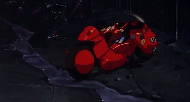 Kaneda with his bike in Akira opening scene