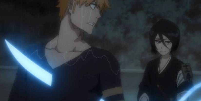 Rukia transfers her Soul Reaper powers to Ichigo in Bleach episode 1