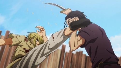 Snake vs Thorfinn fight in Vinland Saga Season 2